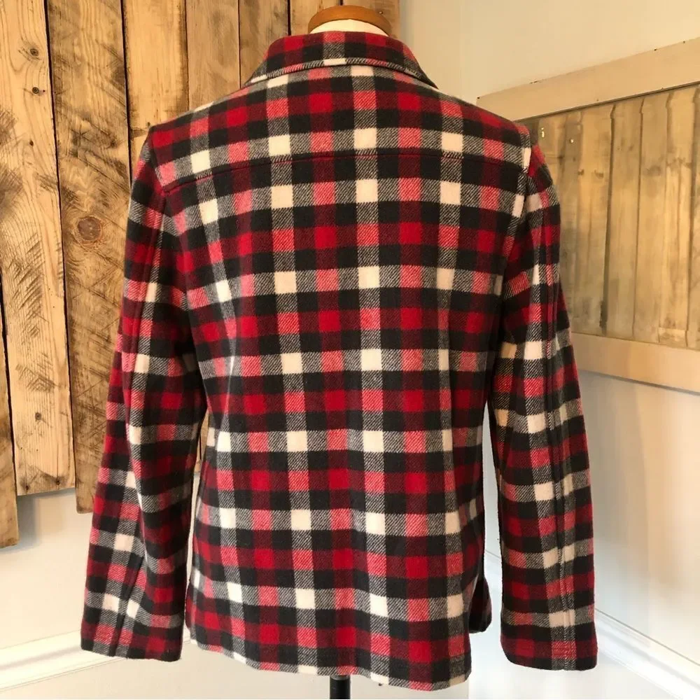 WOOLRICH Plaid Multi Color Thick‎ Zip Up Jacket With Pockets Size Medium